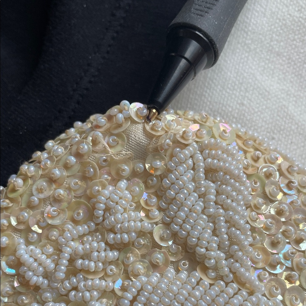 Chic Beaded Clutch in Cream - Picture 15 of 16